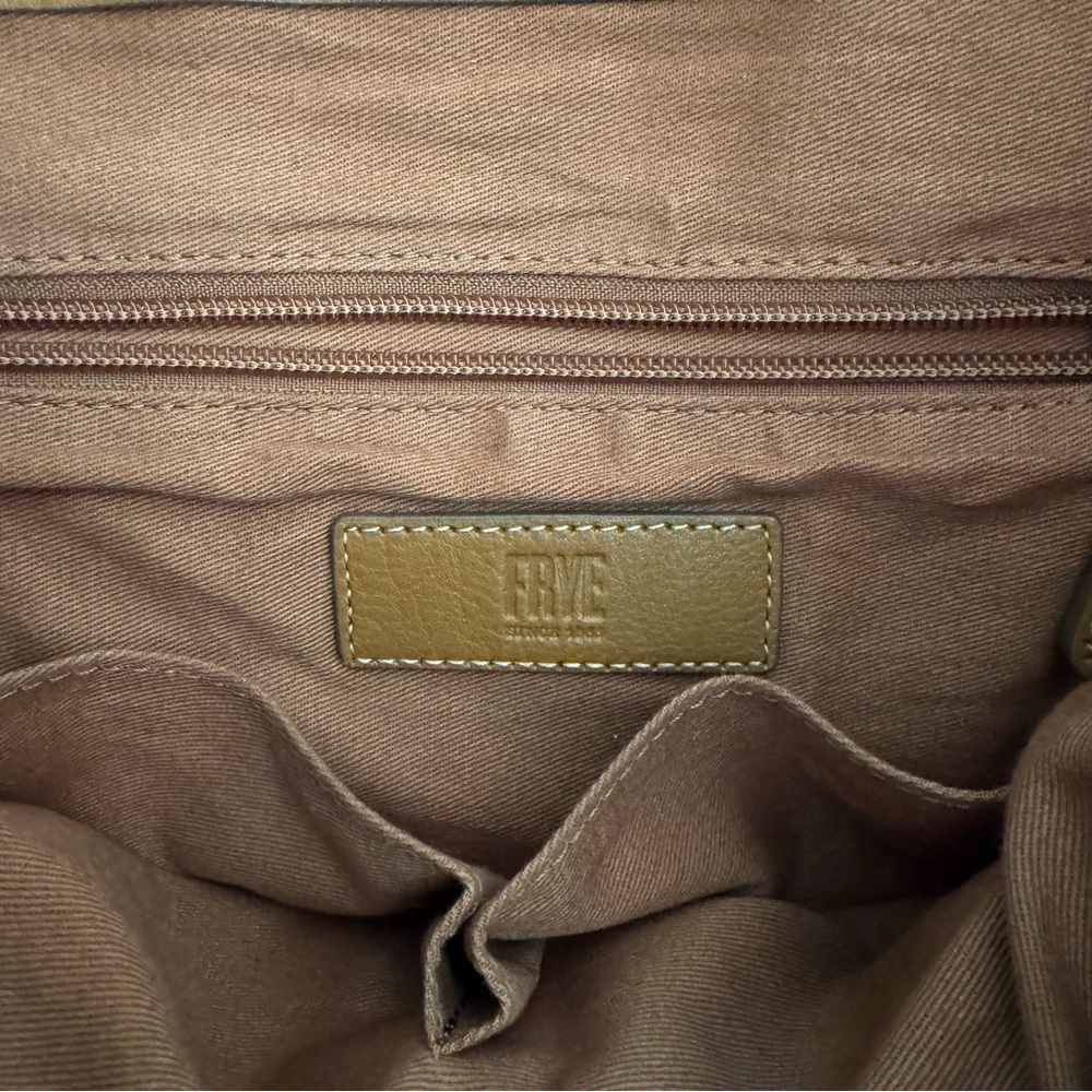 Frye Tan Leather Drawstring Flap Backpack - image 5